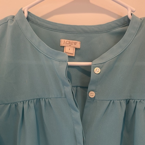 J Crew Dressy Button Down Flutter Sleeve Tank Size 4 Blue/Turquoise - Picture 2 of 4
